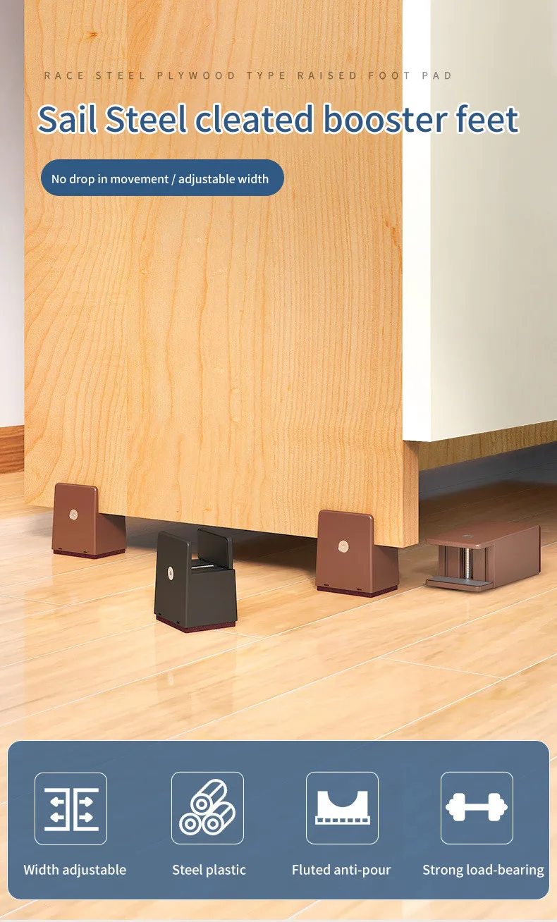 2PCS Adjustable Furniture Chair Feet Riser with Screw Clamp 2 4 Inch Height Heavy Duty Sofa Tables Bed Furniture Risers Square