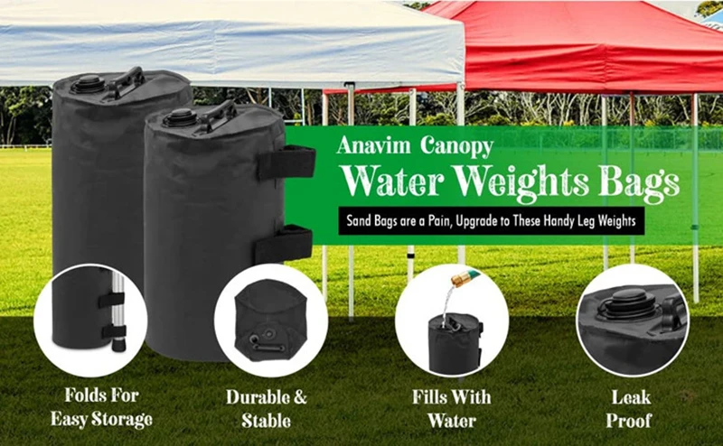 2PCS Canopy Water Weights Bag, 10KG, Heavy Duty Canopy Water Weight Bag Leg Weights for Outdoor Canopy, Tent, Black, Green