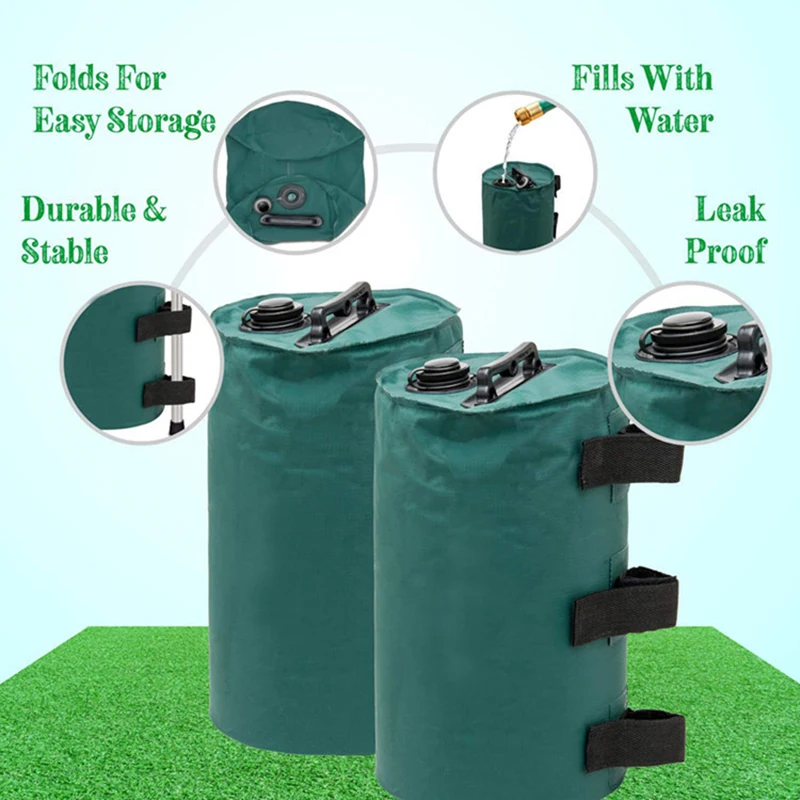 2PCS Canopy Water Weights Bag, 10KG, Heavy Duty Canopy Water Weight Bag Leg Weights for Outdoor Canopy, Tent, Black, Green
