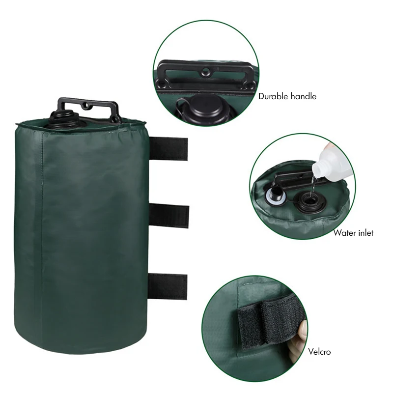 2PCS Canopy Water Weights Bag, 10KG, Heavy Duty Canopy Water Weight Bag Leg Weights for Outdoor Canopy, Tent, Black, Green