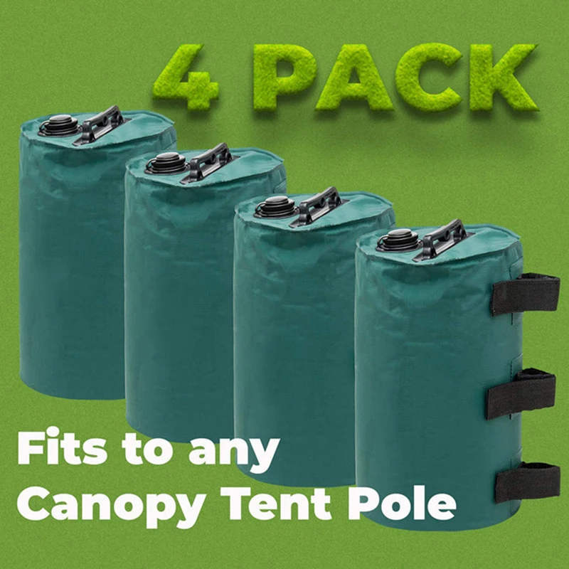 2PCS Canopy Water Weights Bag, 10KG, Heavy Duty Canopy Water Weight Bag Leg Weights for Outdoor Canopy, Tent, Black, Green
