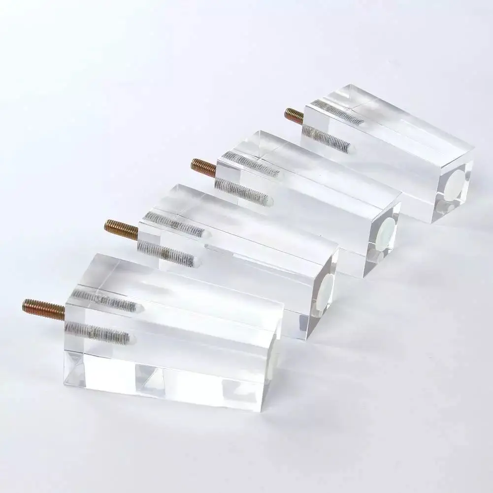 1Pcs 4inch Acrylic Furniture Legs Square Transparent Sofa Legs Replacement for Home Chairs Bed Drawers Coffee Table with Screws