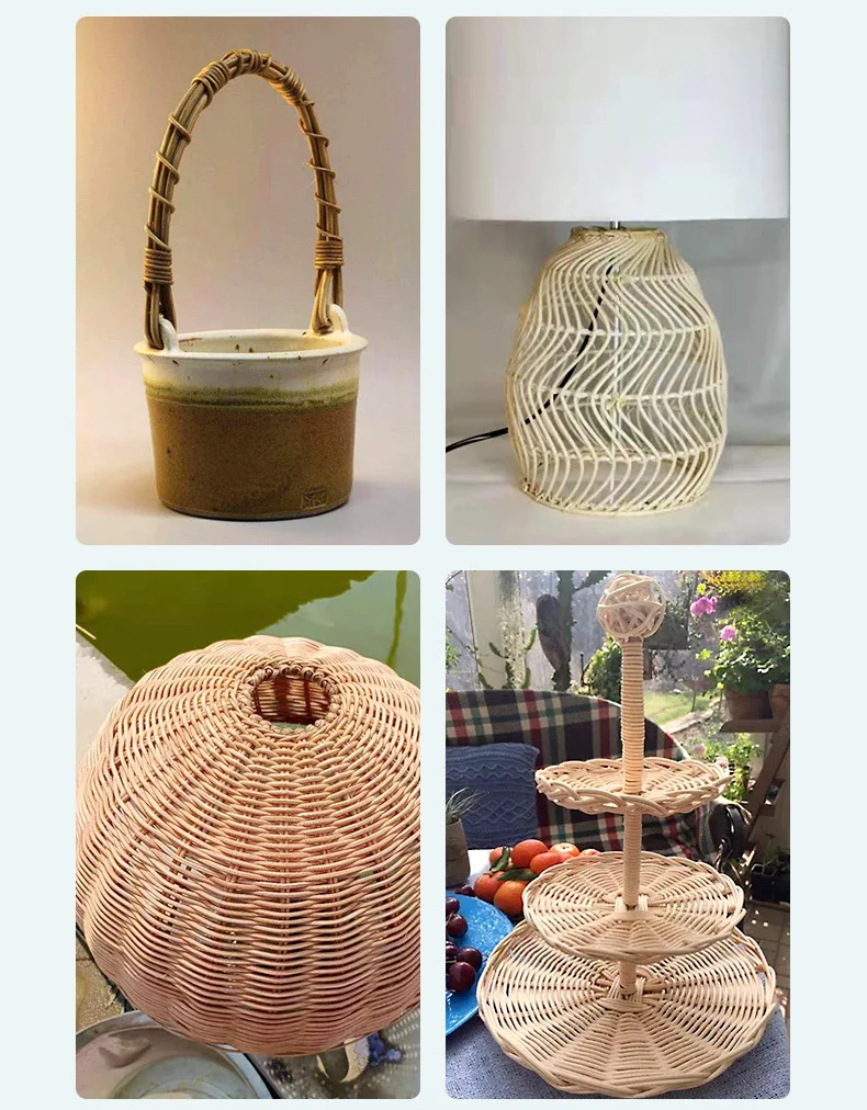 2-12mm Diameter 500g Natural Real Indonesian Rattan Raw Materials Round Cane Core for Chair Basket Furniture Weaving Repairing