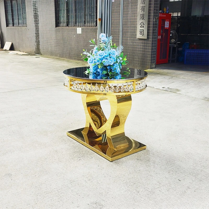 Customized Stainless Steel Creative Double Crystal Cake Table Display Stand Hotel Banquet Household Dining Table and Chairs