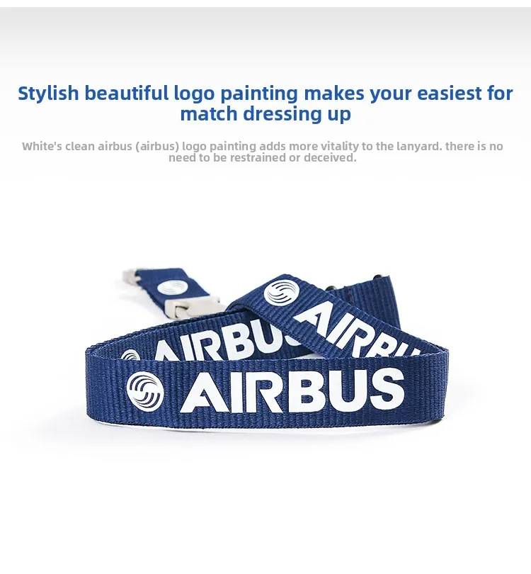 Airbus AIRBUS Boeing metal buckle hanging rope, easy to pull buckle wide version work ID, card sleeve boarding pass