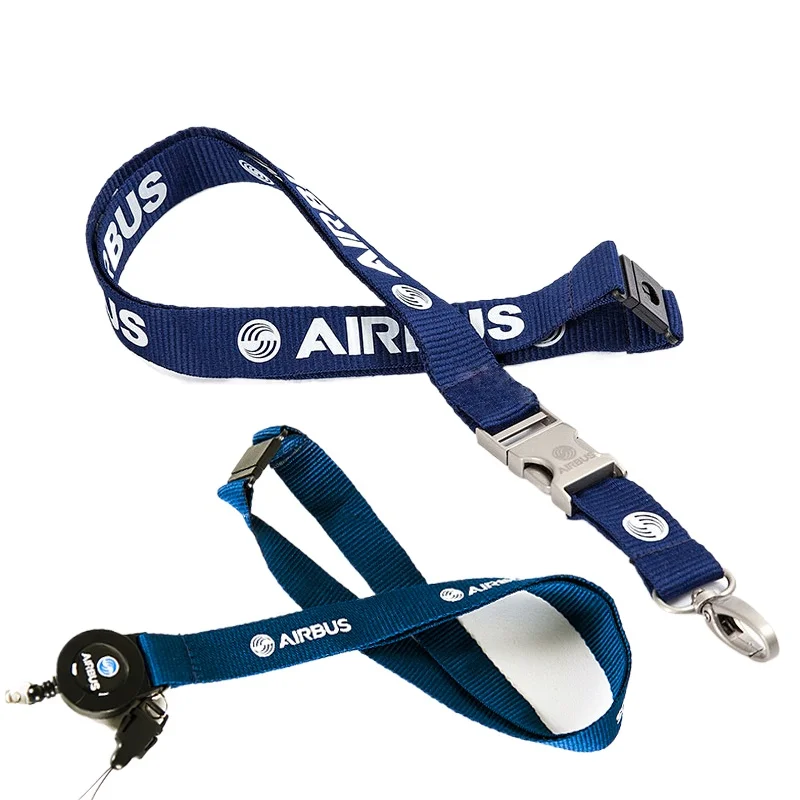 Airbus AIRBUS Boeing metal buckle hanging rope, easy to pull buckle wide version work ID, card sleeve boarding pass