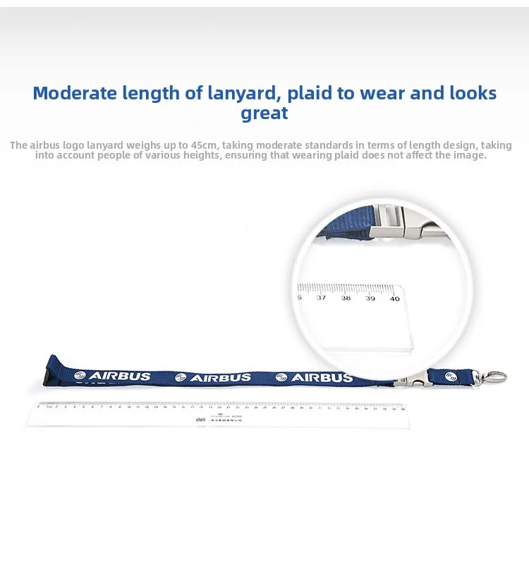 Airbus AIRBUS Boeing metal buckle hanging rope, easy to pull buckle wide version work ID, card sleeve boarding pass