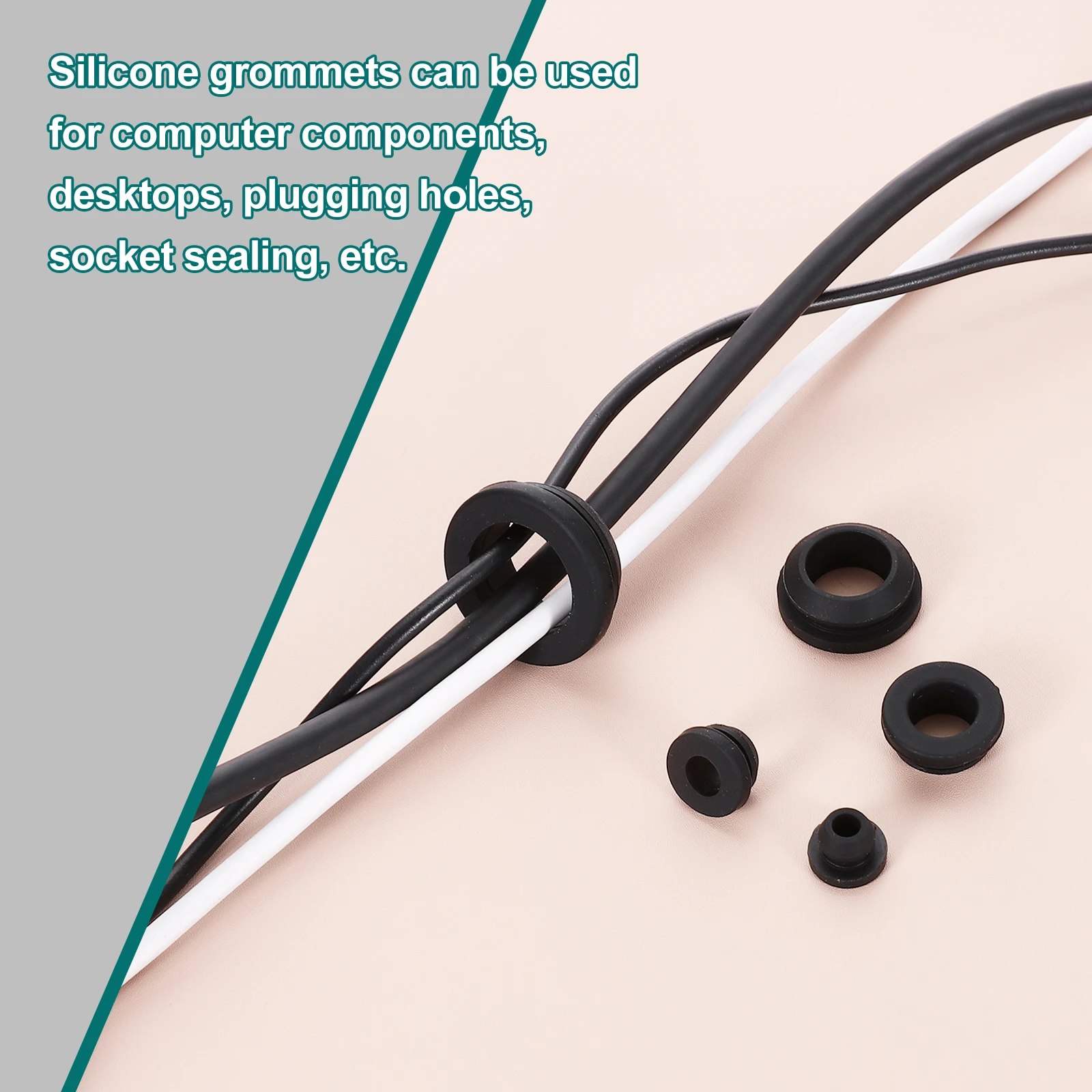 24Pcs Rubber Grommets ID 2-11mm Snap Firewall Hole Plug Anti-Scratch Hole Cover Plug for Electrical Box Cable Wiring Black