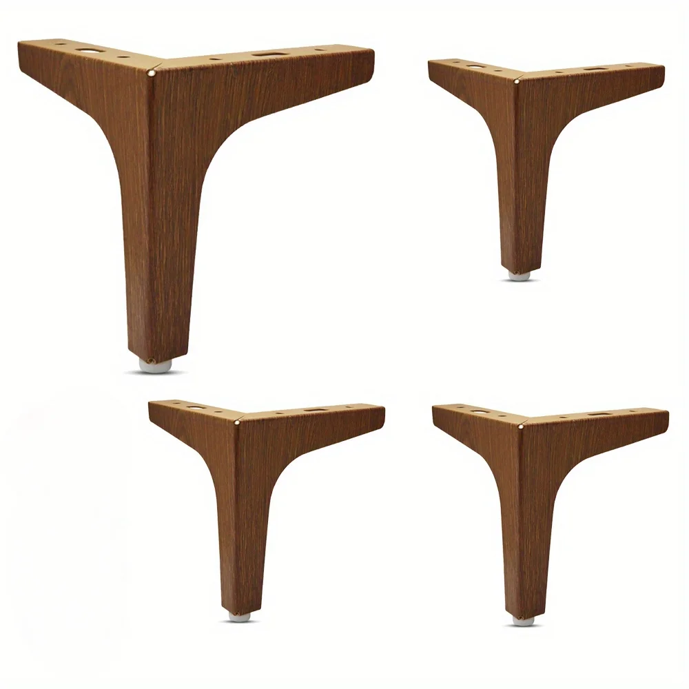 [Rustic Metal Legs] 4pcs Metal Wood Grain Furniture Legs 10/15cm Walnut Color Cabinet Legs Rustic Style Simple Sofa Replacement