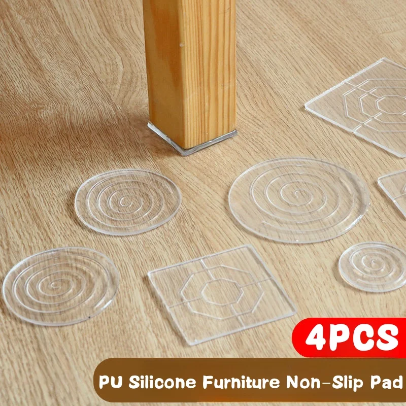 4Pcs Silicone Non-Slip Pad Anti-moving Table Foot Mat Bed Foot Antislip Fixator Transparent Anti Vibration Pads Furniture Gasket