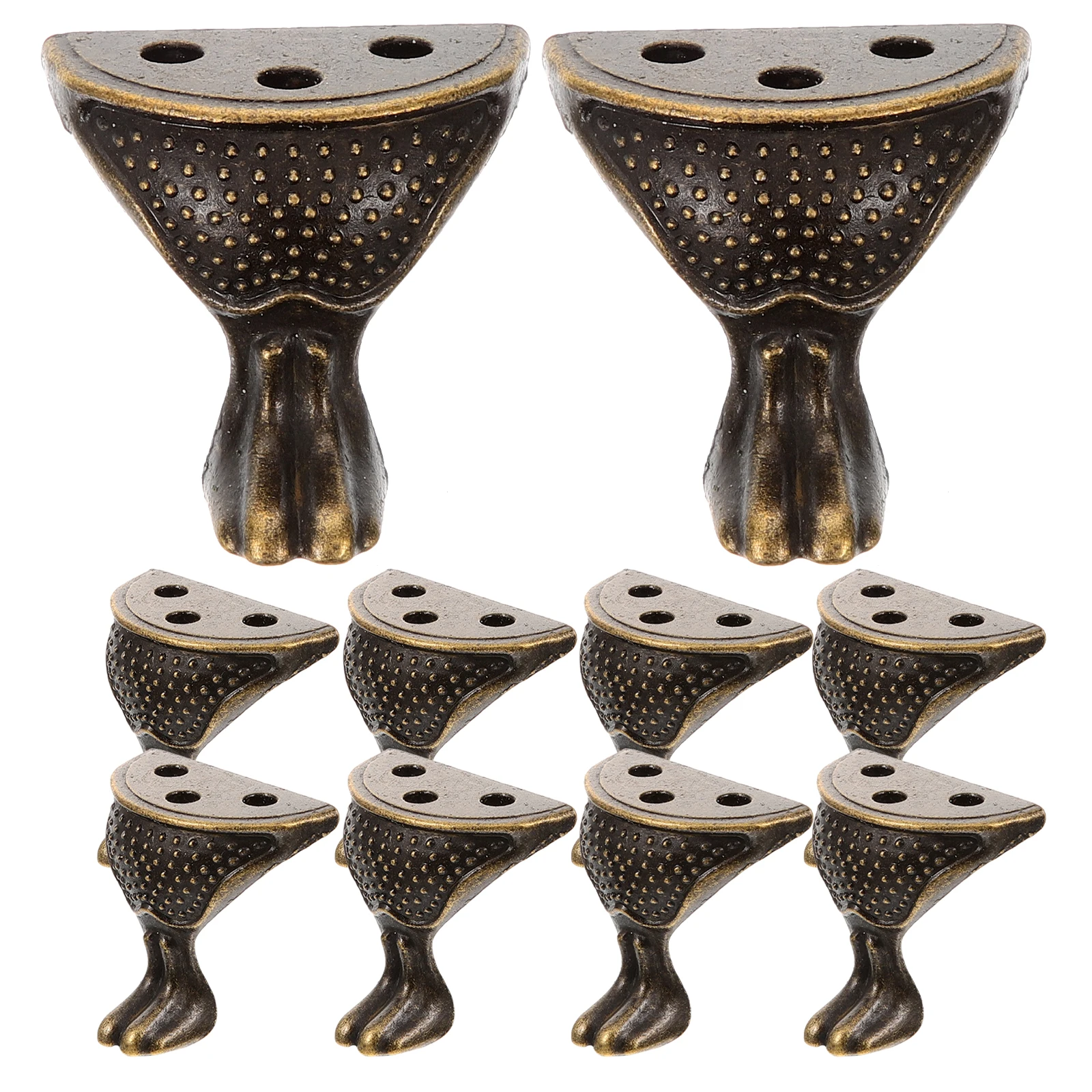 10 Pcs Zinc Alloy Furniture Feet Legs for Decorative Box Base Metal Table Chair Replacement Short Bronze Hardware