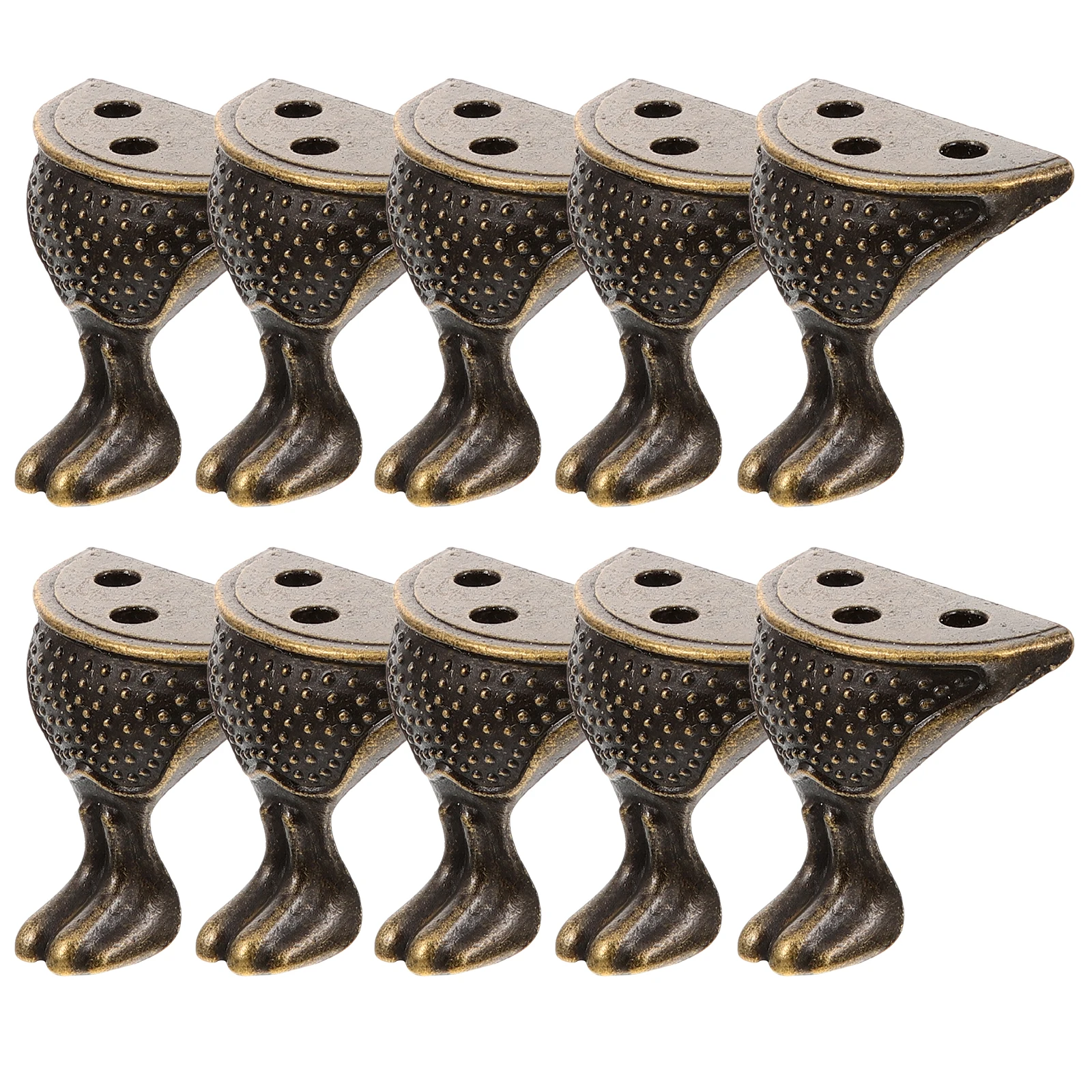 10 Pcs Zinc Alloy Furniture Feet Legs for Decorative Box Base Metal Table Chair Replacement Short Bronze Hardware