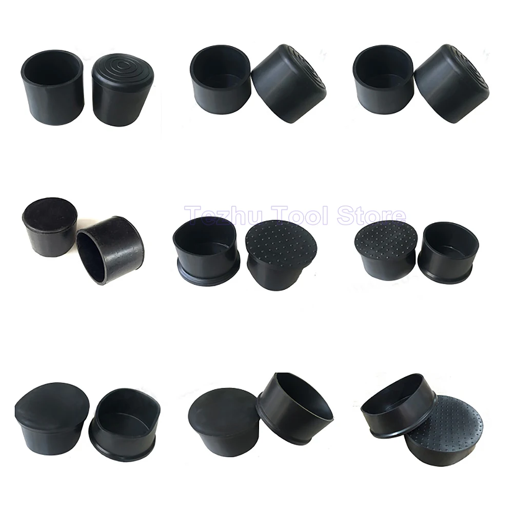 Round Black PVC Soft Rubber Pipe Sleeve Tube Cap Table Chair Foot Pad Protective Cover 6 8 10 12 14 16 19 20 22 25-120mm