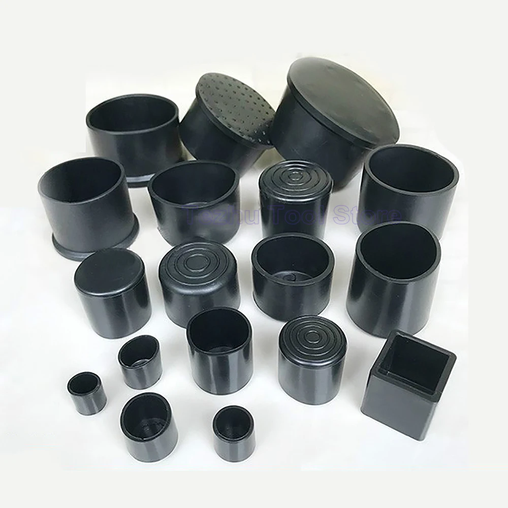 Round Black PVC Soft Rubber Pipe Sleeve Tube Cap Table Chair Foot Pad Protective Cover 6 8 10 12 14 16 19 20 22 25-120mm