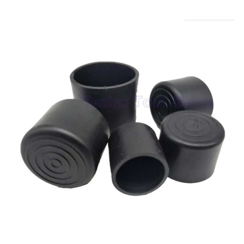 Round Black PVC Soft Rubber Pipe Sleeve Tube Cap Table Chair Foot Pad Protective Cover 6 8 10 12 14 16 19 20 22 25-120mm