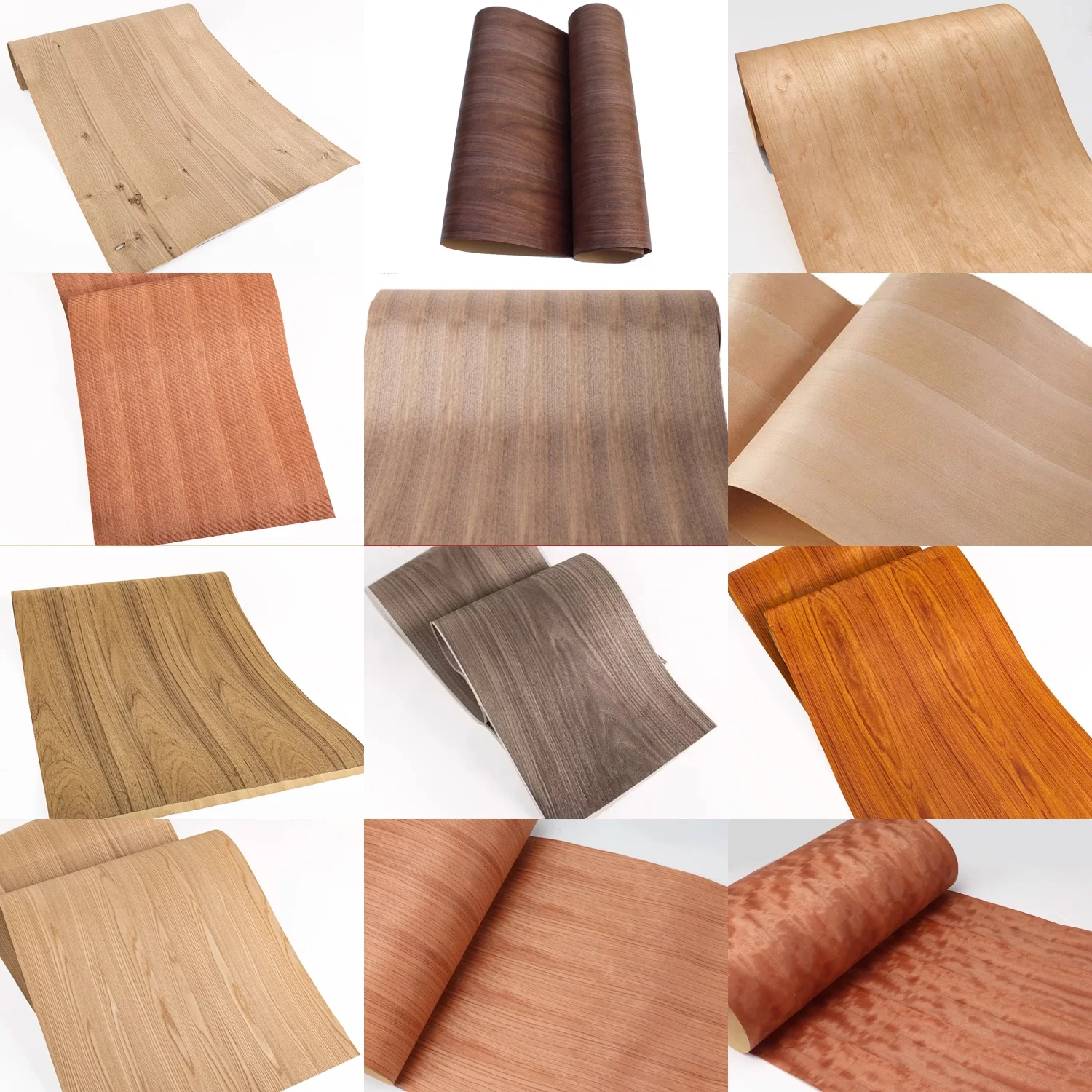 Natural Wood Veneer Furniture Wallboard Veneer Wood Black walnut Ash White oak Flower pear wood Thai teak  Width:580mm T0.25