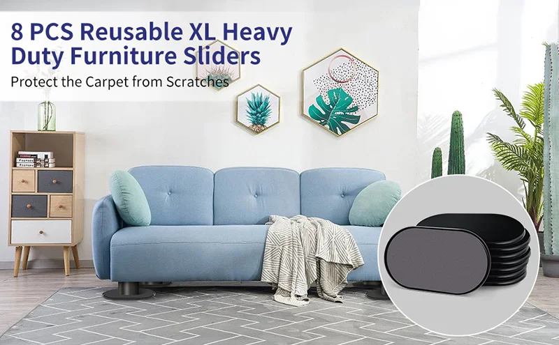 8PCS Heavy Duty Furniture Movers Reusable Large Furniture Sliders Bed Sofa Table Desk Moving Pads for Carpet and Hardwood Floor
