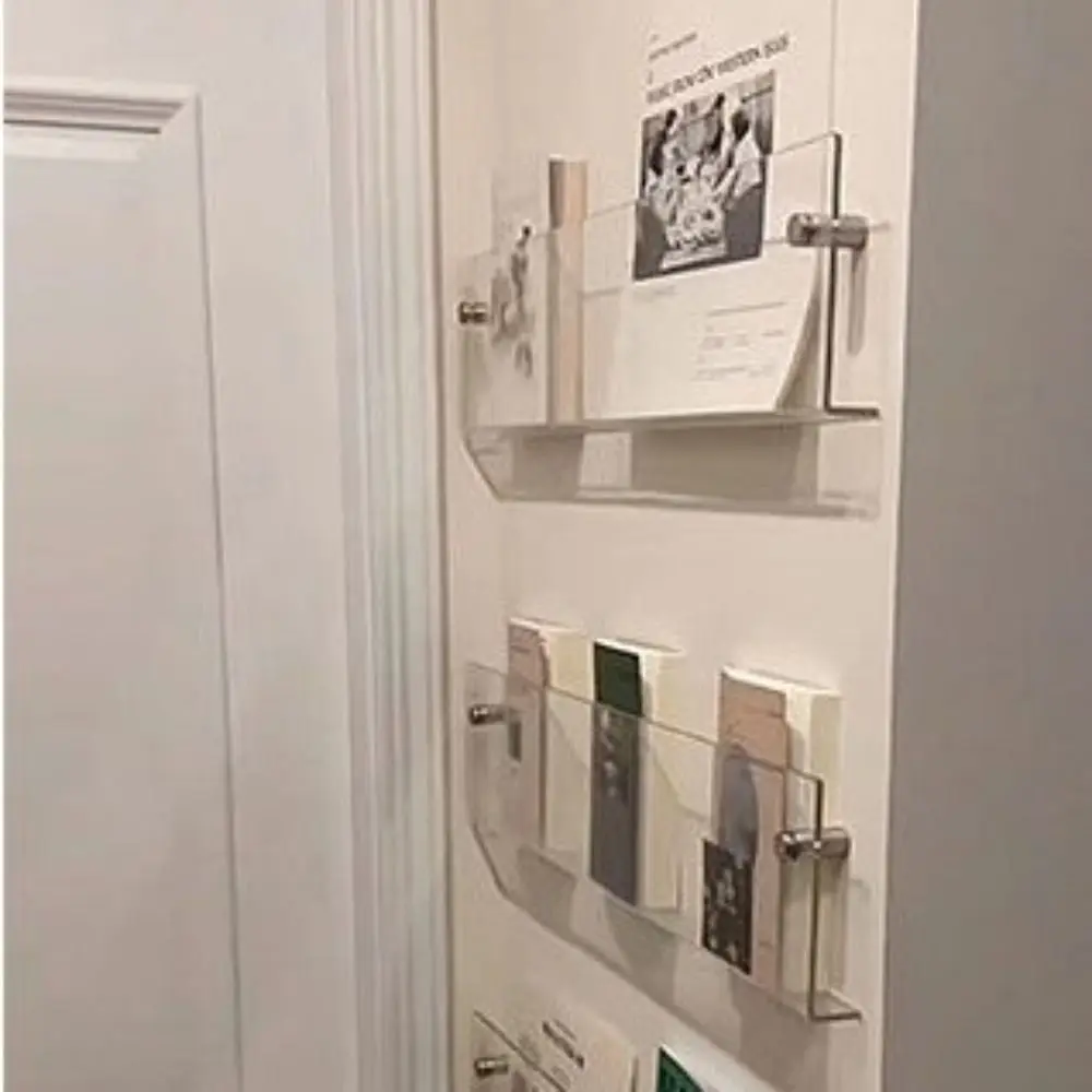 Acrylic Magazine Rack Wall Mount Literature Organizer Floating Bookshelves Italian Brochure Holder Pamphlet Stand Hang Display