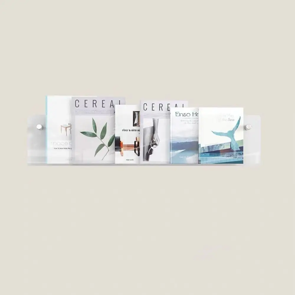 Acrylic Magazine Rack Wall Mount Literature Organizer Floating Bookshelves Italian Brochure Holder Pamphlet Stand Hang Display