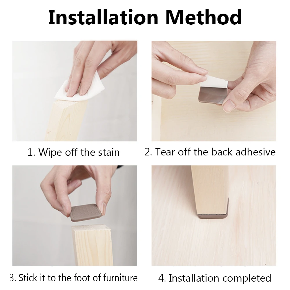 8PCS Home Self-Adhesive Table Leg Caps Furniture Leg Pad Sofa Chair Feet Cover Floor Protector