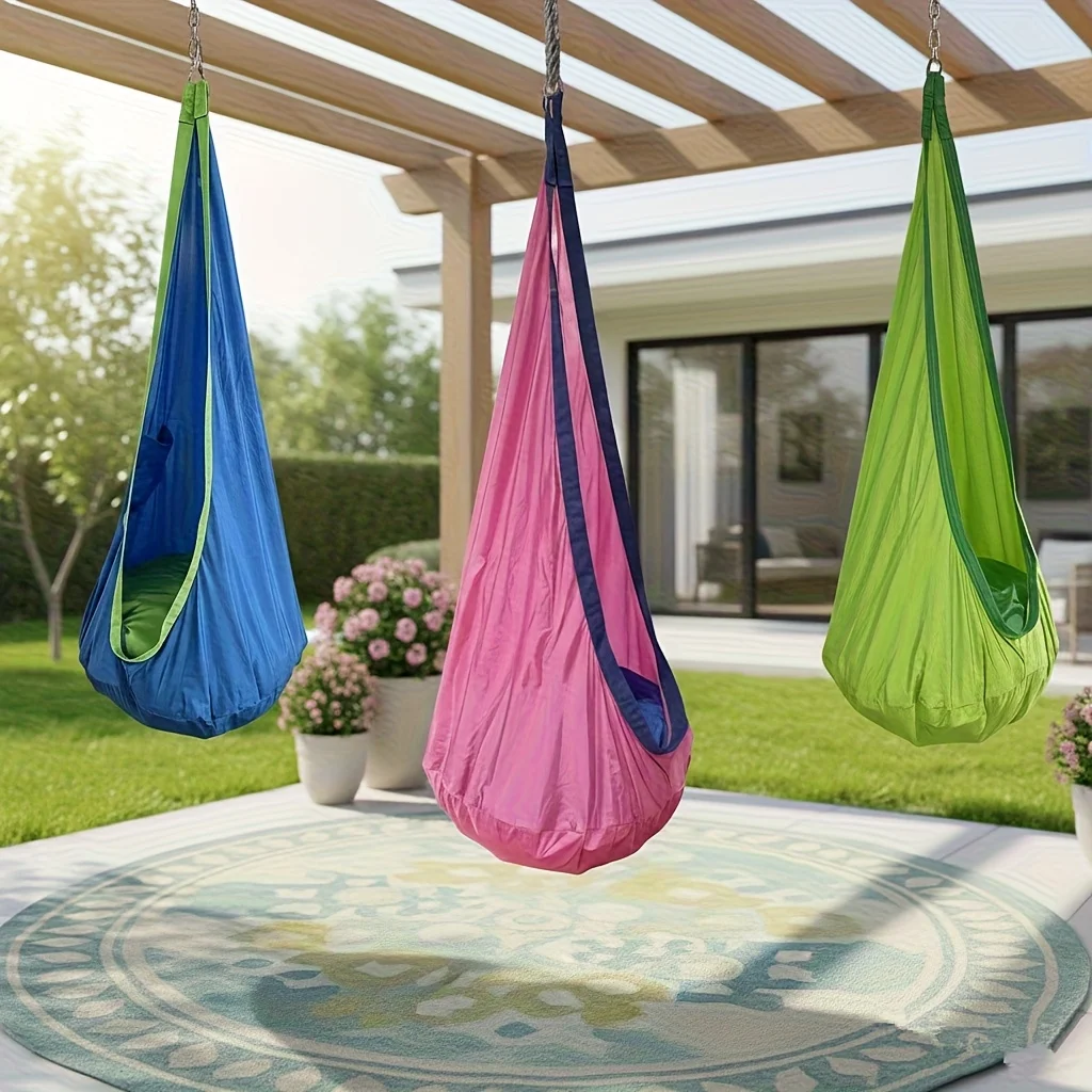 Heavy Duty Hammock Chair, Portable Indoor/outdoor Swing with Inflatable Pillow and Pocket - Ideal Choice for Camping and Balcony