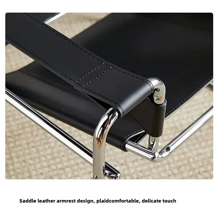 Vasily Chair Designer Single Used Casual Sofa Chair Stainless Steel Saddle Leather Living Room Balcony Study Chair Sofa Chairs