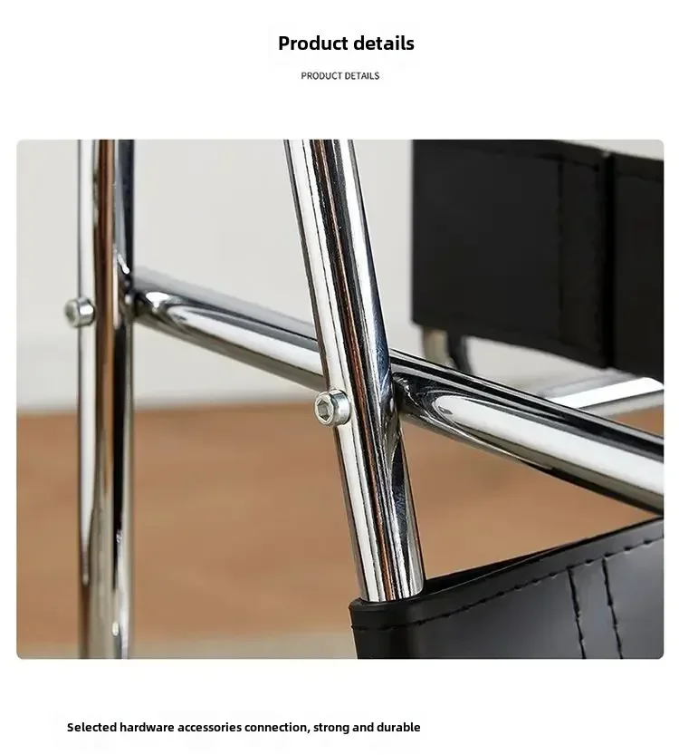 Vasily Chair Designer Single Used Casual Sofa Chair Stainless Steel Saddle Leather Living Room Balcony Study Chair Sofa Chairs