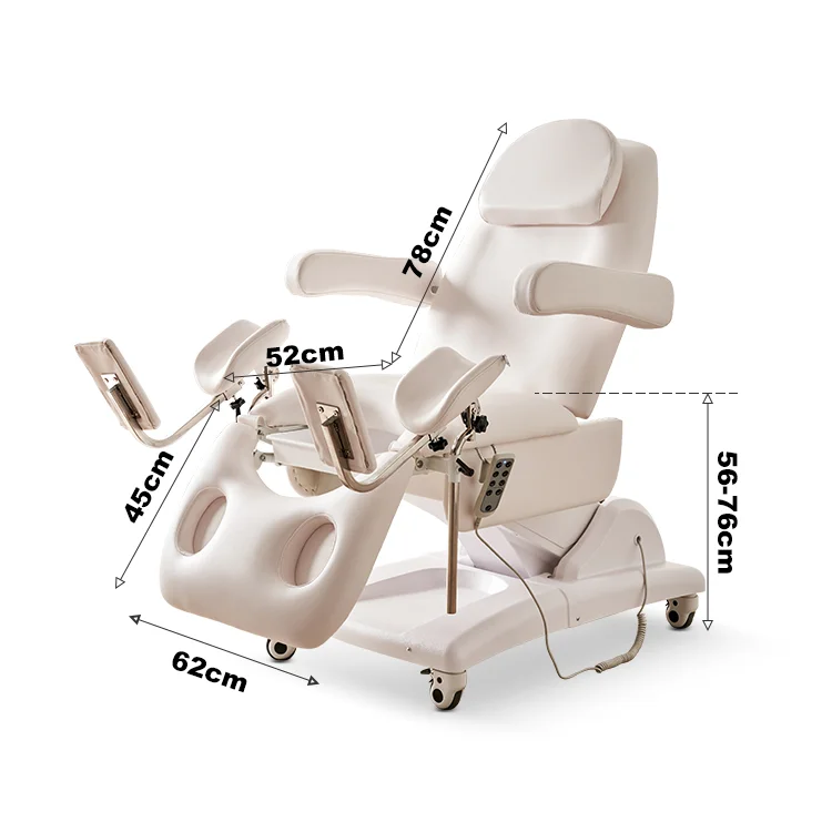 Electric Gynecology Exam Table With Metal Frame Synthetic Leather Upholstery And Stirrups For OB GYN Clinic Hospital Use
