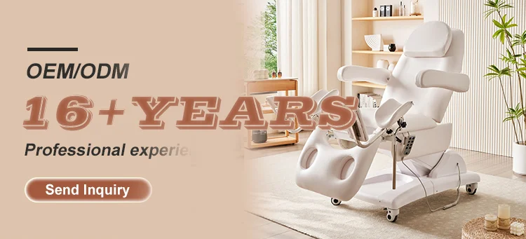 Electric Gynecology Exam Table With Metal Frame Synthetic Leather Upholstery And Stirrups For OB GYN Clinic Hospital Use