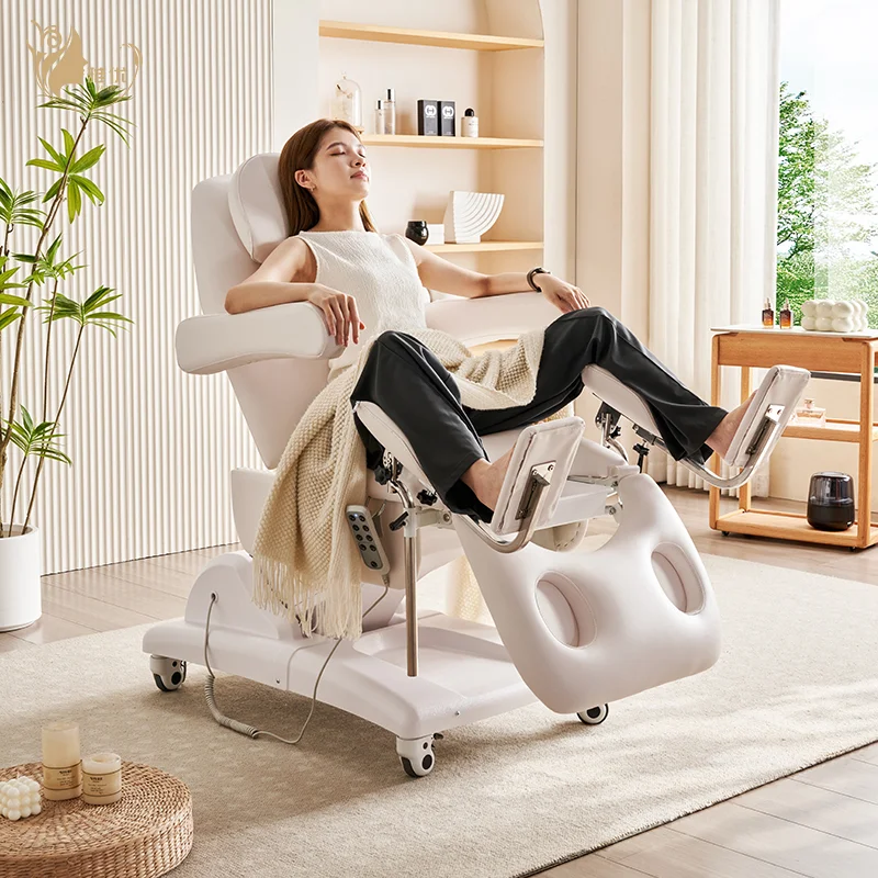 Electric Gynecology Exam Table With Metal Frame Synthetic Leather Upholstery And Stirrups For OB GYN Clinic Hospital Use