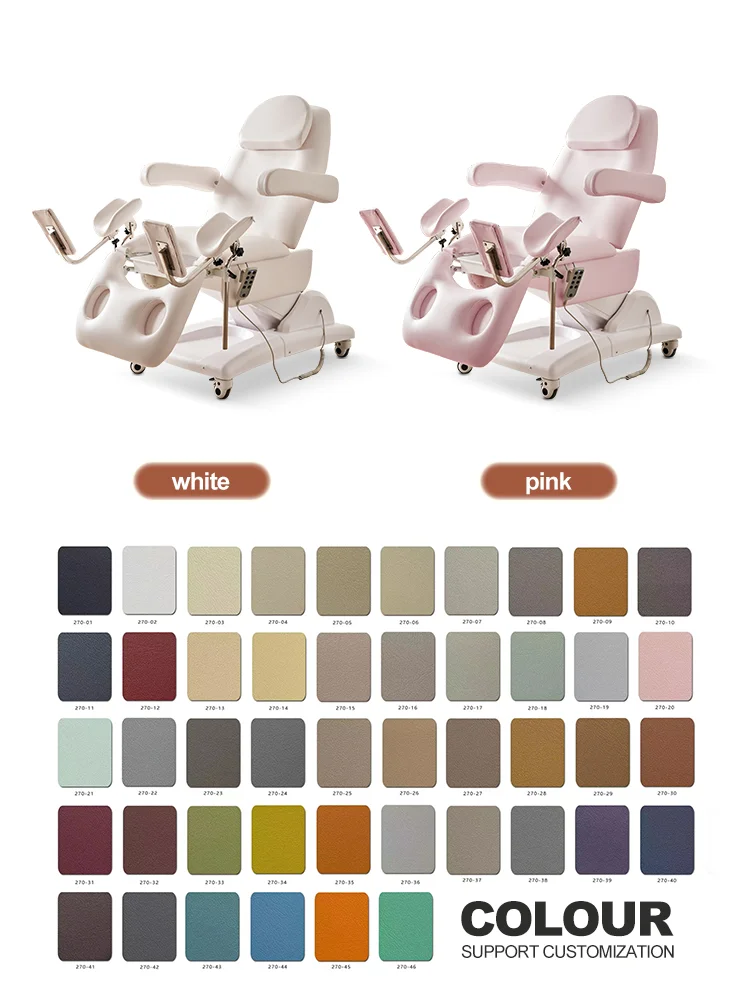 Electric Gynecology Exam Table With Metal Frame Synthetic Leather Upholstery And Stirrups For OB GYN Clinic Hospital Use