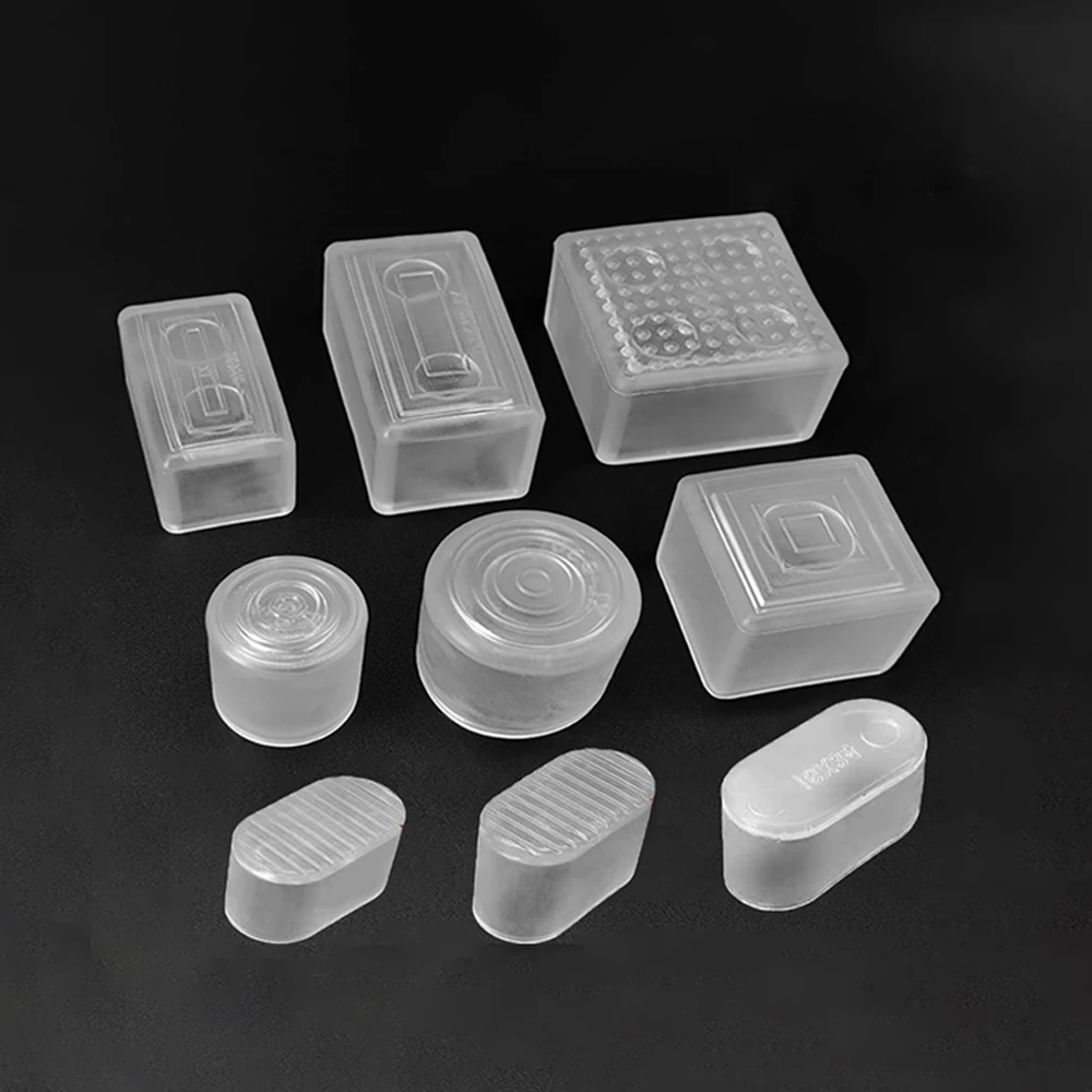 Transparent Rectangle 15-40mm Round 10-76mm Oval Chair Leg Caps Clear PVC Non-Slip Furniture Table Cover Feet Sock Protector Pad