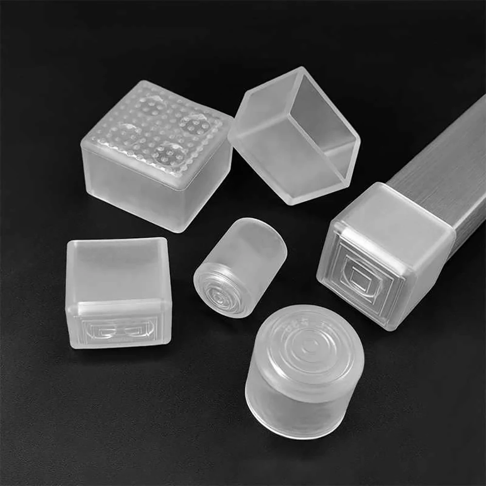 Transparent Rectangle 15-40mm Round 10-76mm Oval Chair Leg Caps Clear PVC Non-Slip Furniture Table Cover Feet Sock Protector Pad