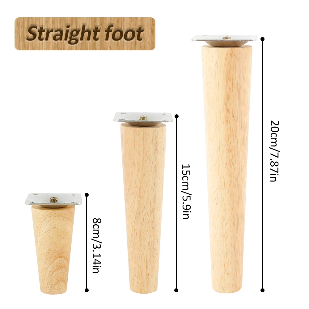 4Pcs Solid Wood Furniture Legs Oblique/Straight Table Sofa Cabinet Support Replacement Feet Non-slip Floor Protector Home