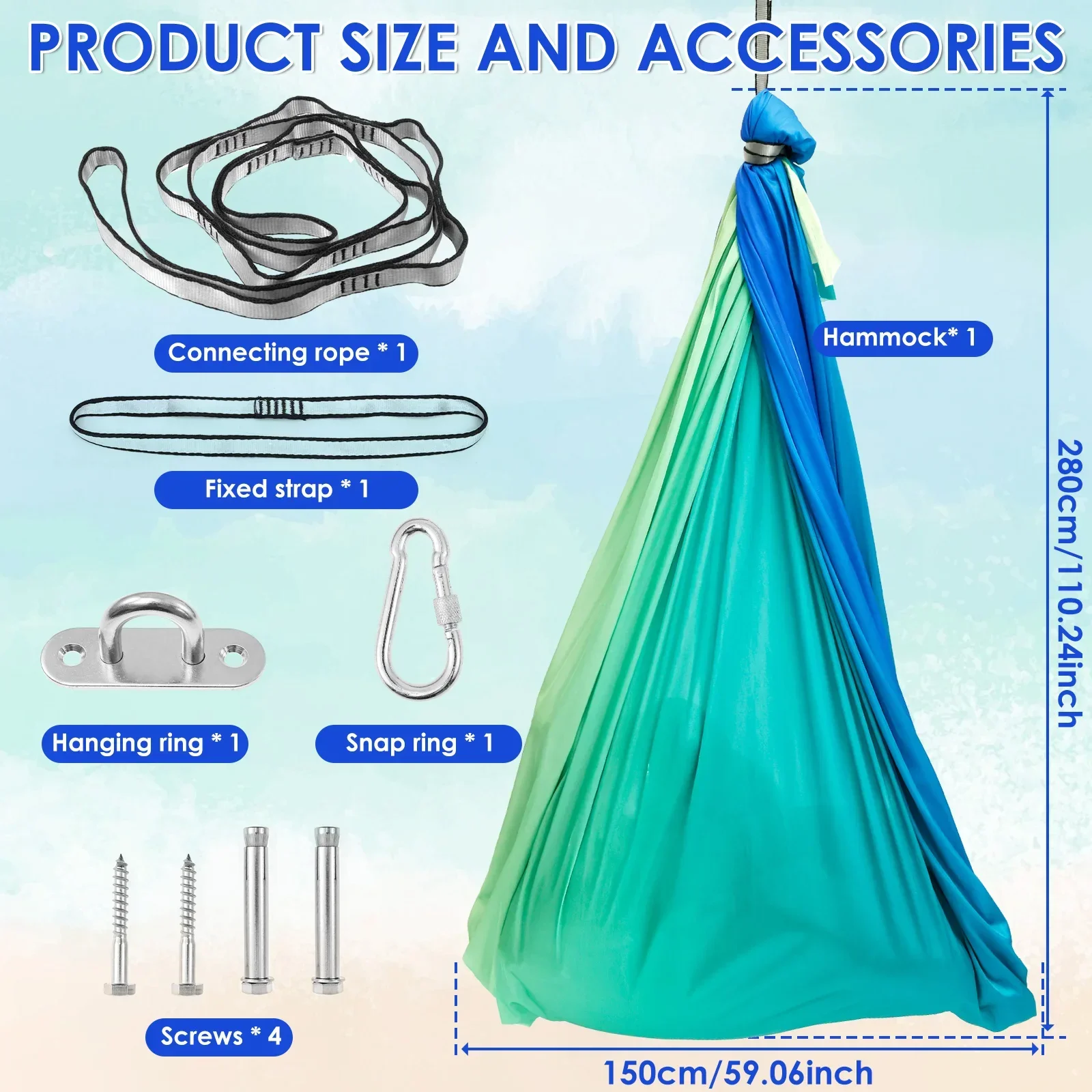 Sensory Swing Comfortable Kids Sensory Hammock Holds up to 200 lbs Indoor Cuddle Swing with 360° Swivel Hardware for Children
