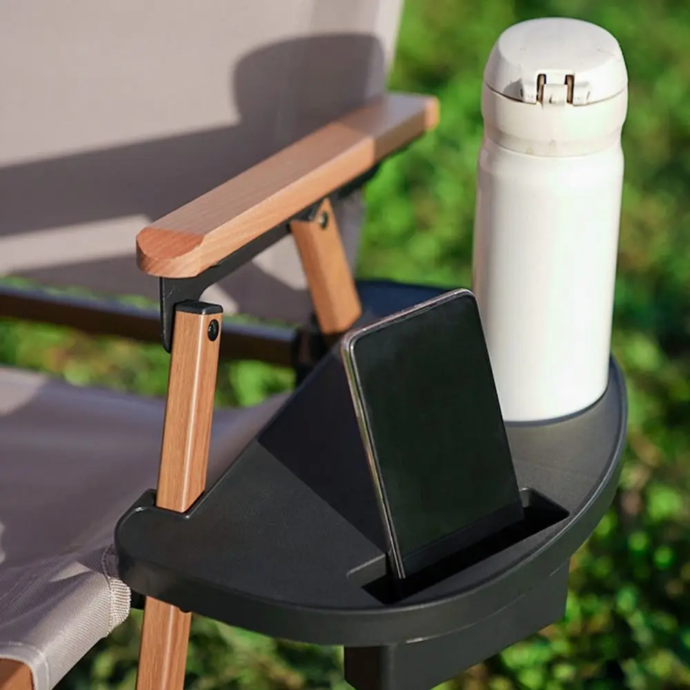 1Pcs Recliner Folding Chair Tray Drink Holder Portable Side Tray Breakfast Black Khaki Beach Chair Cup Holder