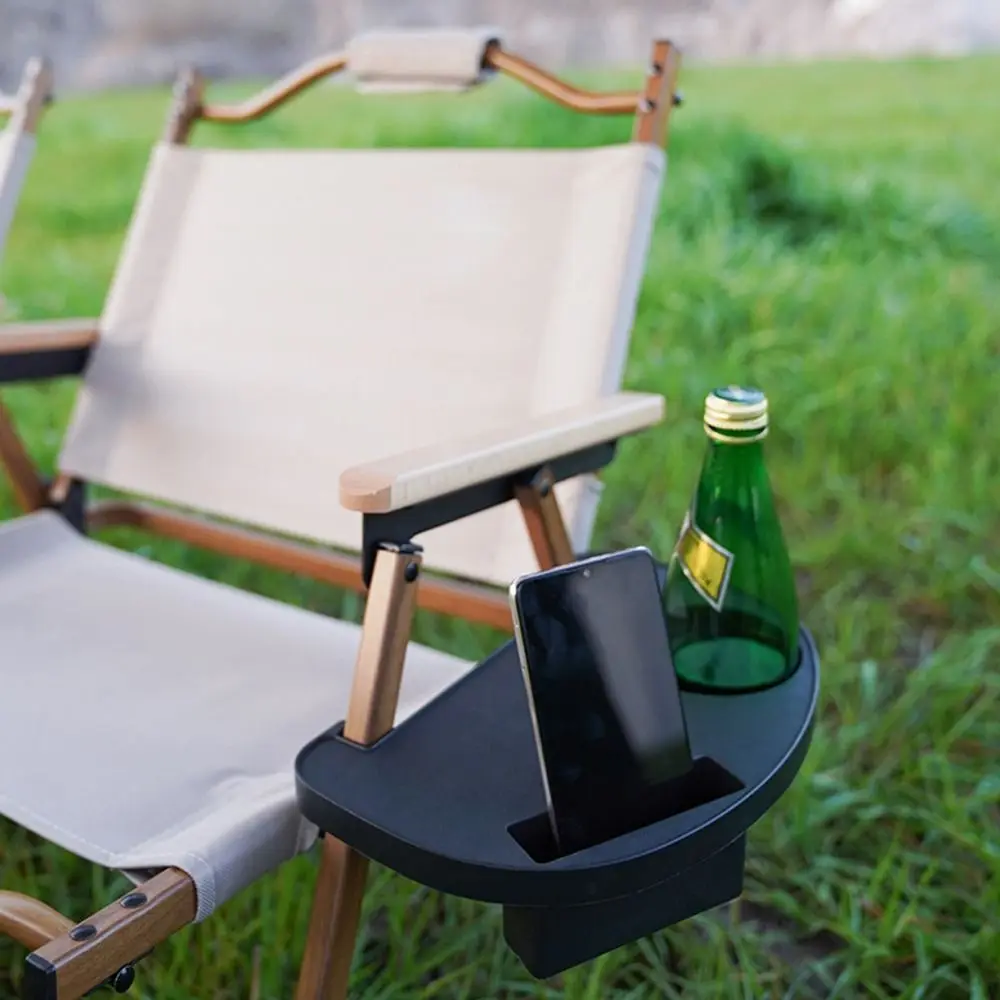 1Pcs Recliner Folding Chair Tray Drink Holder Portable Side Tray Breakfast Black Khaki Beach Chair Cup Holder