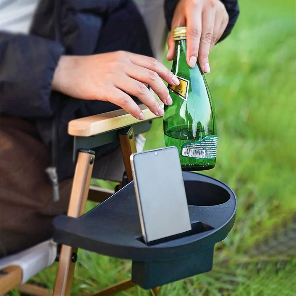 1Pcs Recliner Folding Chair Tray Drink Holder Portable Side Tray Breakfast Black Khaki Beach Chair Cup Holder