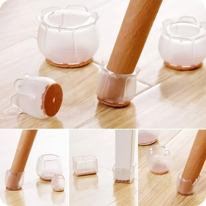 4pcs Furniture Table Feet sofa Pads Protection rubber Non-slip Thicken PVC Wear-resistant Chair Leg Caps Wood Floor Protectors