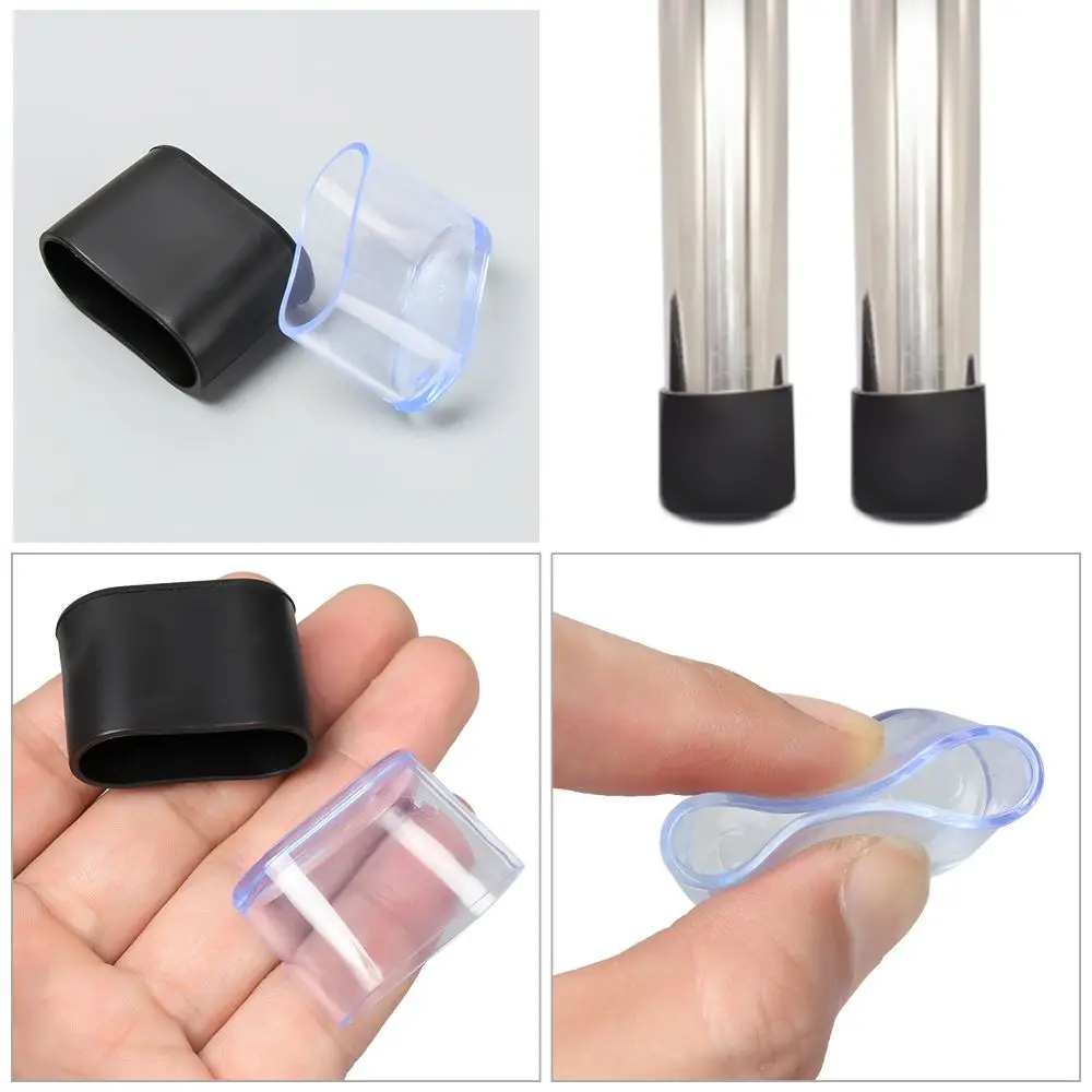 4Pcs New Oval Shape Chair Leg Caps Furniture Feet Silicone Pads Non-Slip Covers Floor Protectors Cups Socks Furniture Accessory