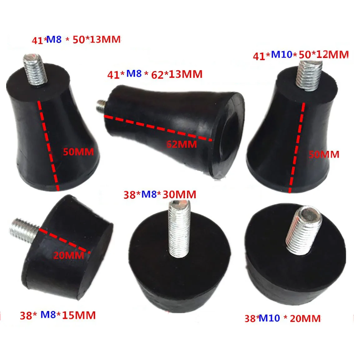 1-10Pcs M6 M8 M10 Black Rubber Adjustable Feet Pad Screw Chairs Furniture Leg Table Leveling Feet Pad Screw Anti-skid