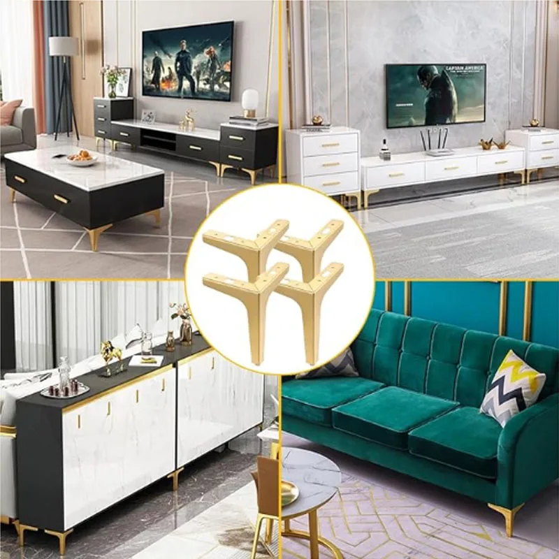 4Pcs Modern Triangle Metal Sofa Legs DIY Replacement Furniture Feet, Universal Cabinet Couch Chair Support Leg Hardware Accessor