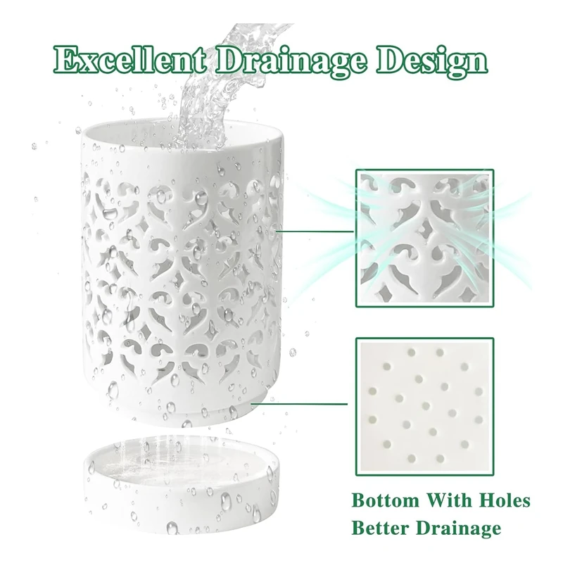 Orchid Pots with Holes,4 Inch Ceramic Orchid Pot for Repotting, Flower Planter Pot Indoor Outdoor, Breathable White