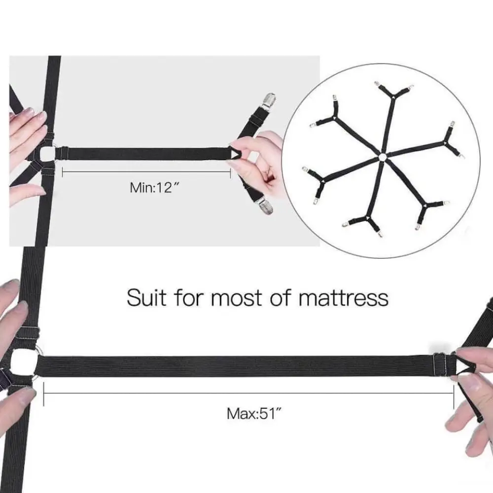 12 Clips Adjustable Elastic Bed Sheet Holder Mattress Clip Fasteners Cover Blankets Non-Slip Fixing Strap Grippers