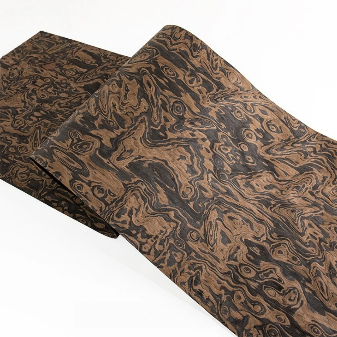 58x250cm Black Walnut Burl Wild Grain Engineered Veneer for Furniture DIY Crafts Car Interiors Speaker Decorative Surface Sheets