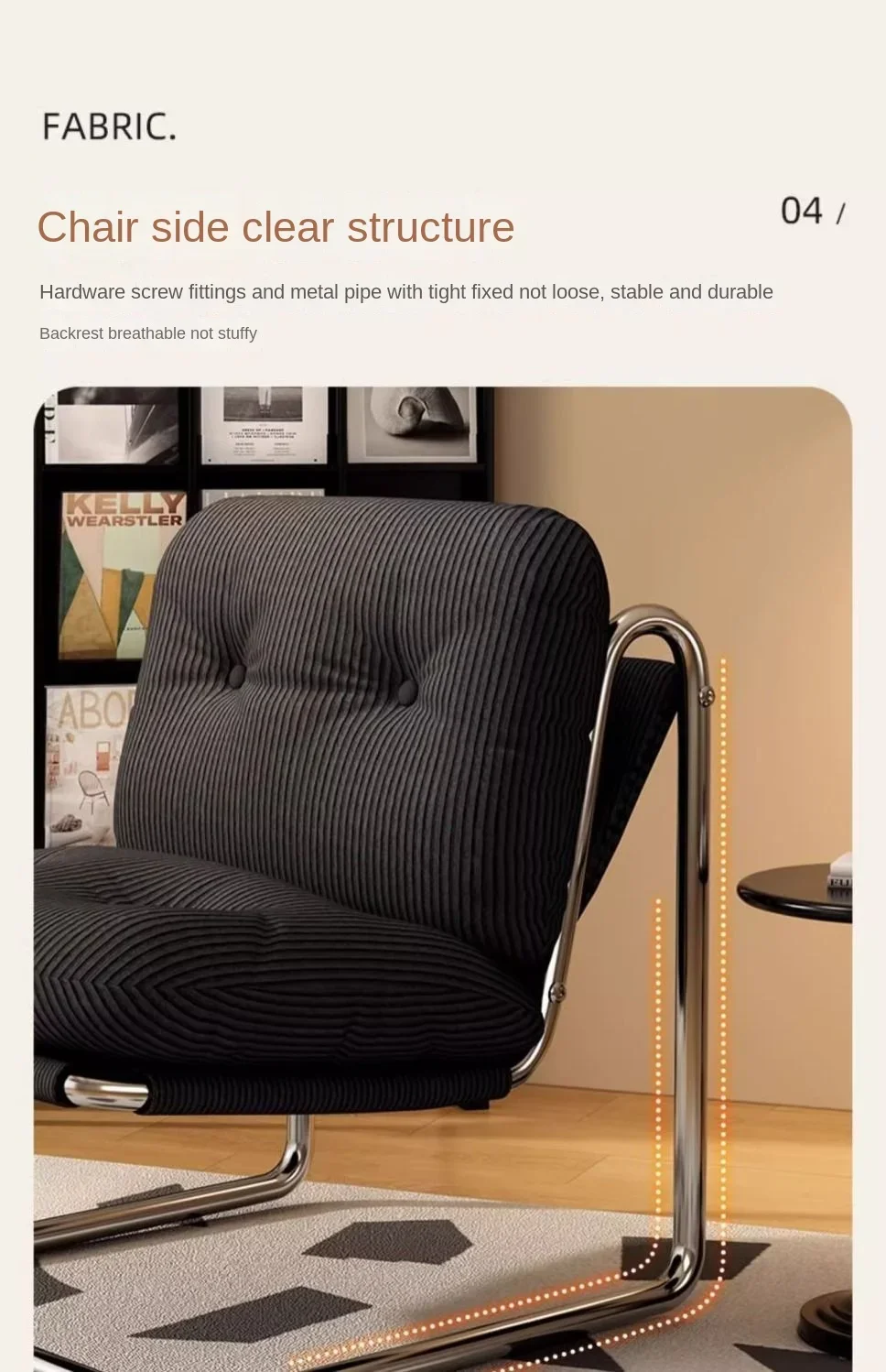 Modern Accent Chair, Mid-Century Style Lounge Chair with Metal Frame , Stylish Leisure Chair for Living Room, Bedroom