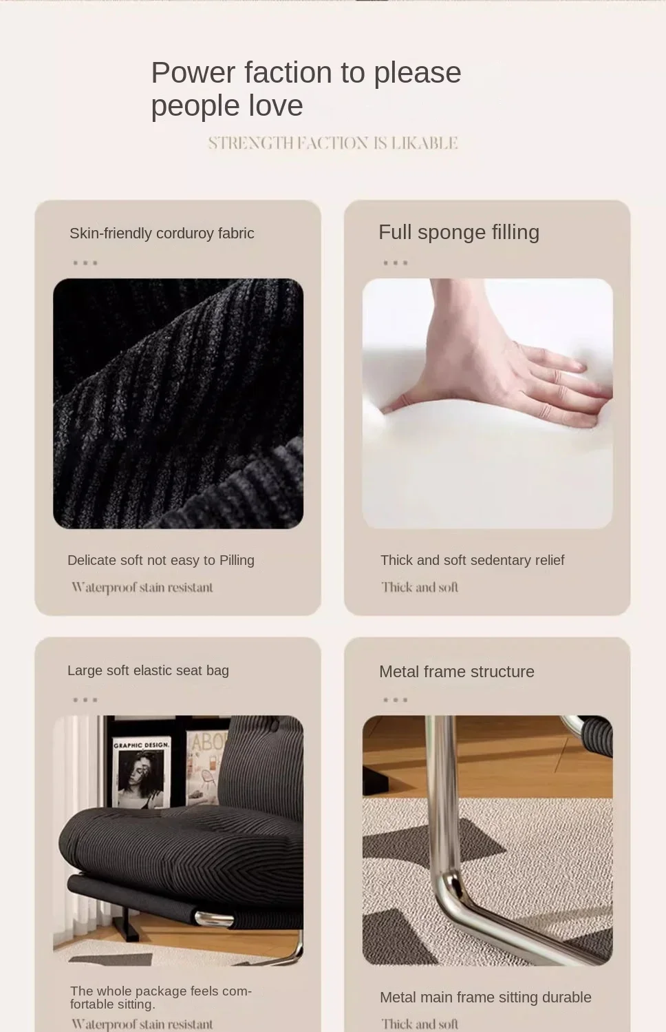 Modern Accent Chair, Mid-Century Style Lounge Chair with Metal Frame , Stylish Leisure Chair for Living Room, Bedroom