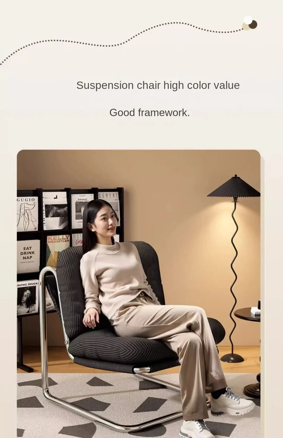 Modern Accent Chair, Mid-Century Style Lounge Chair with Metal Frame , Stylish Leisure Chair for Living Room, Bedroom