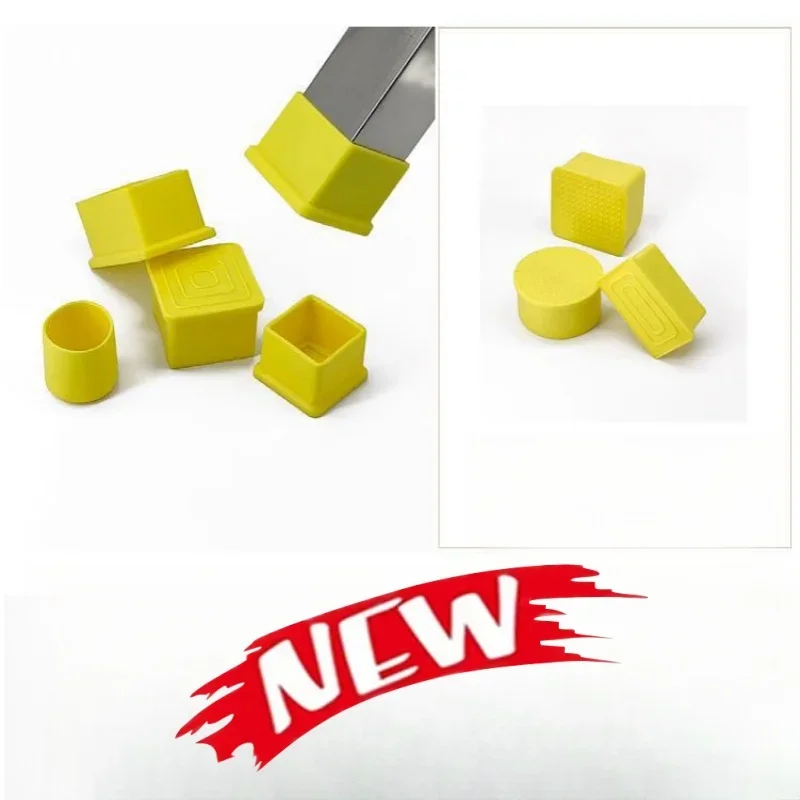 New 4pcs Yellow Square Tube And Round Tube Foot Pads/Pvc Soft Rubber Table And Chair Legs Anti Slip And Silent Protective Caps