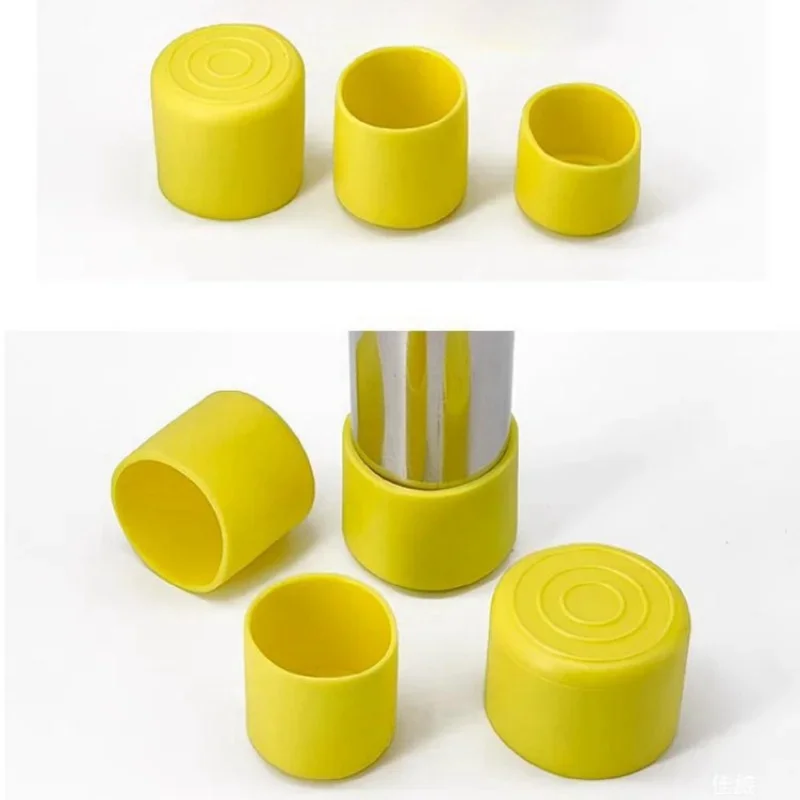 New 4pcs Yellow Square Tube And Round Tube Foot Pads/Pvc Soft Rubber Table And Chair Legs Anti Slip And Silent Protective Caps
